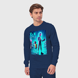 Костюм хлопковый мужской Rick and Morty - neon glow, цвет: тёмно-синий — фото 2