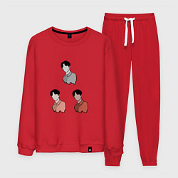 Костюм хлопковый мужской Три портрета, одна личность, цвет: красный