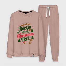 Костюм хлопковый мужской Новогодняя атмосфера rockin around the christmas t, цвет: пыльно-розовый