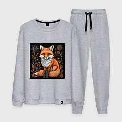 Костюм хлопковый мужской Лиса в ночном лесу, цвет: меланж