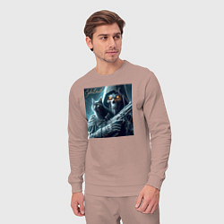 Костюм хлопковый мужской Cyber death - ai art fantasy, цвет: пыльно-розовый — фото 2