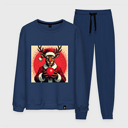 Мужской костюм Рождественский олень Рудольф в шапке Санты