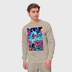 Костюм хлопковый мужской Рик в неоновых очках среди грибов, цвет: миндальный — фото 2