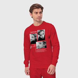 Костюм хлопковый мужской Taehyung bts black-white, цвет: красный — фото 2