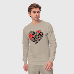 Костюм хлопковый мужской Love is - text drawing, цвет: миндальный — фото 2