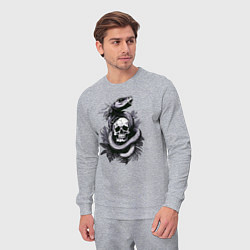 Костюм хлопковый мужской Змея обвивающая череп, цвет: меланж — фото 2