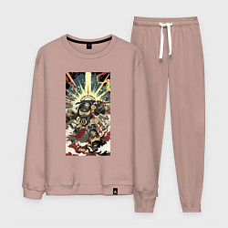 Костюм хлопковый мужской Иллюстрация космодесантника, цвет: пыльно-розовый