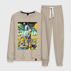 Мужской костюм Рик и Морти сидят на утке на одноимённой планете