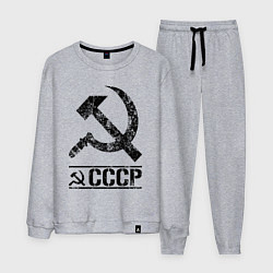 Костюм хлопковый мужской Серп и молот черный, цвет: меланж