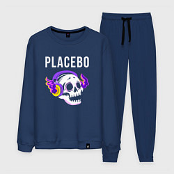 Костюм хлопковый мужской Placebo - неоновый череп, цвет: тёмно-синий