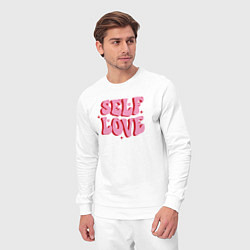Костюм хлопковый мужской Self love, цвет: белый — фото 2