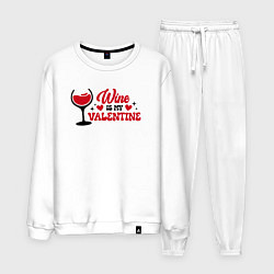 Костюм хлопковый мужской Wine is my valentine, цвет: белый