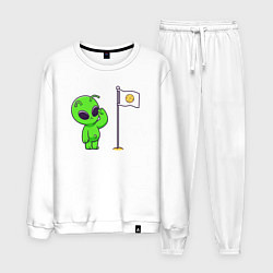 Костюм хлопковый мужской Пришелец на луне, цвет: белый