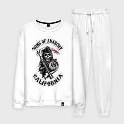Костюм хлопковый мужской Sons of anarchy - logo, цвет: белый