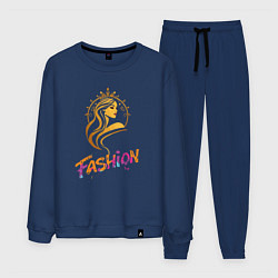 Костюм хлопковый мужской Fashion - портрет девушки, цвет: тёмно-синий