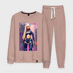 Костюм хлопковый мужской Cyber Barbie - ai art, цвет: пыльно-розовый