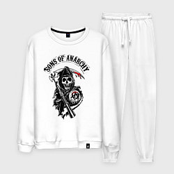 Костюм хлопковый мужской Sons of anarchy - логотип, цвет: белый