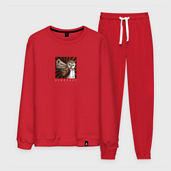 Костюм хлопковый мужской Сова с пистолетом, цвет: красный