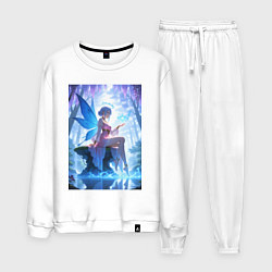 Костюм хлопковый мужской Прекрасная фея посреди лесного пруда, цвет: белый