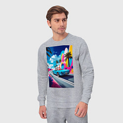 Костюм хлопковый мужской Кабриолет едет по тропическому острову, цвет: меланж — фото 2