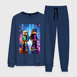Костюм хлопковый мужской Minecraft - characters neon glow, цвет: тёмно-синий