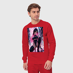 Костюм хлопковый мужской Тифа Локхарт из Final Fantasy VII в стиле киберпан, цвет: красный — фото 2