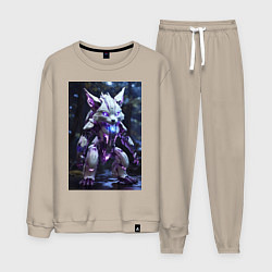 Костюм хлопковый мужской Киборг лиса с неоновой подсветкой, цвет: миндальный