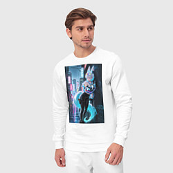 Костюм хлопковый мужской Лиса наемник в стиле Cyberpunk, цвет: белый — фото 2