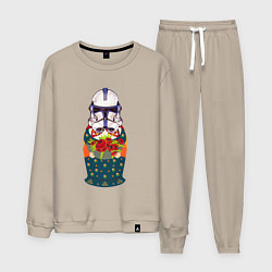 Костюм хлопковый мужской Матрешка в шлеме штурмовика звездные войны, цвет: миндальный