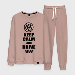 Костюм хлопковый мужской Keep Calm & Drive VW, цвет: пыльно-розовый