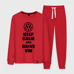 Костюм хлопковый мужской Keep Calm & Drive VW, цвет: красный