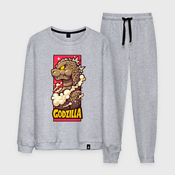 Костюм хлопковый мужской Pink godzilla, цвет: меланж