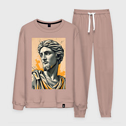 Костюм хлопковый мужской Арт с античным портретом, цвет: пыльно-розовый