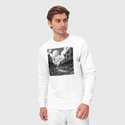 Костюм хлопковый мужской Разрушенный город, цвет: белый — фото 2
