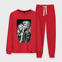 Костюм хлопковый мужской Барби и Кен - киберпанк эскиз, цвет: красный