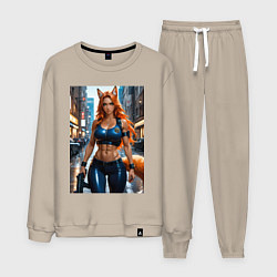 Костюм хлопковый мужской Рыжая лиса-полицейский, цвет: миндальный