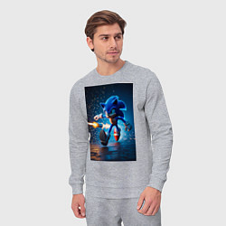 Костюм хлопковый мужской Соник убегает от ракет, цвет: меланж — фото 2
