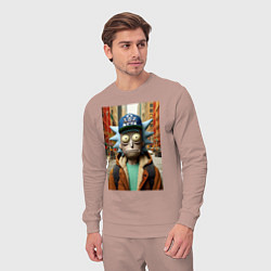 Костюм хлопковый мужской Рик Санчес в Нью-Йорке - нейроарт, цвет: пыльно-розовый — фото 2