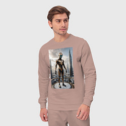 Костюм хлопковый мужской Инопланетянин в городе будущего, цвет: пыльно-розовый — фото 2