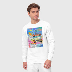 Костюм хлопковый мужской Принт в стиле Баския с машинами, цвет: белый — фото 2