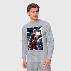 Костюм хлопковый мужской Девушка с оружием в киберпанк стиле, цвет: меланж — фото 2