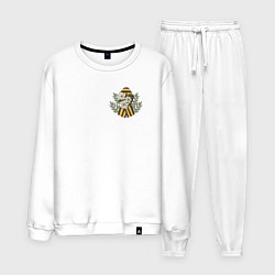 Костюм хлопковый мужской 9 мая значок на сердце, цвет: белый