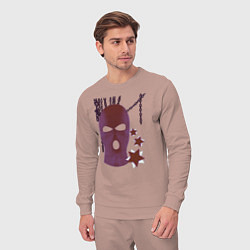 Костюм хлопковый мужской Розовая гранж Y2K балаклава, цвет: пыльно-розовый — фото 2