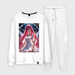 Костюм хлопковый мужской Сияющая фея с крыльями и бабочками, цвет: белый