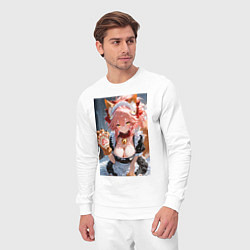 Костюм хлопковый мужской Фейт Тамамо в костюме горничной с мягкими лапами, цвет: белый — фото 2