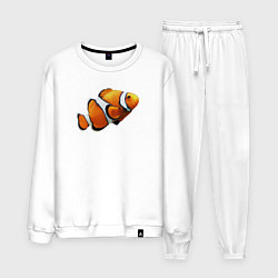 Костюм хлопковый мужской Рыбка попугай, цвет: белый