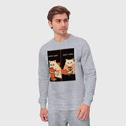 Костюм хлопковый мужской Work hard rest hard cat, цвет: меланж — фото 2