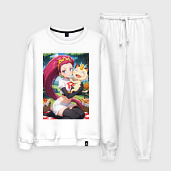 Костюм хлопковый мужской Джесси и Мяут на пикнике, цвет: белый