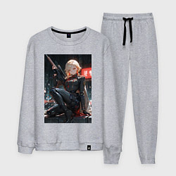 Костюм хлопковый мужской Девушка со снайперской винтовкой, цвет: меланж