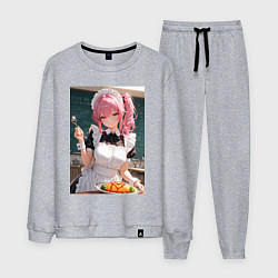 Костюм хлопковый мужской Горничная в maid-cafe украшает еду, цвет: меланж